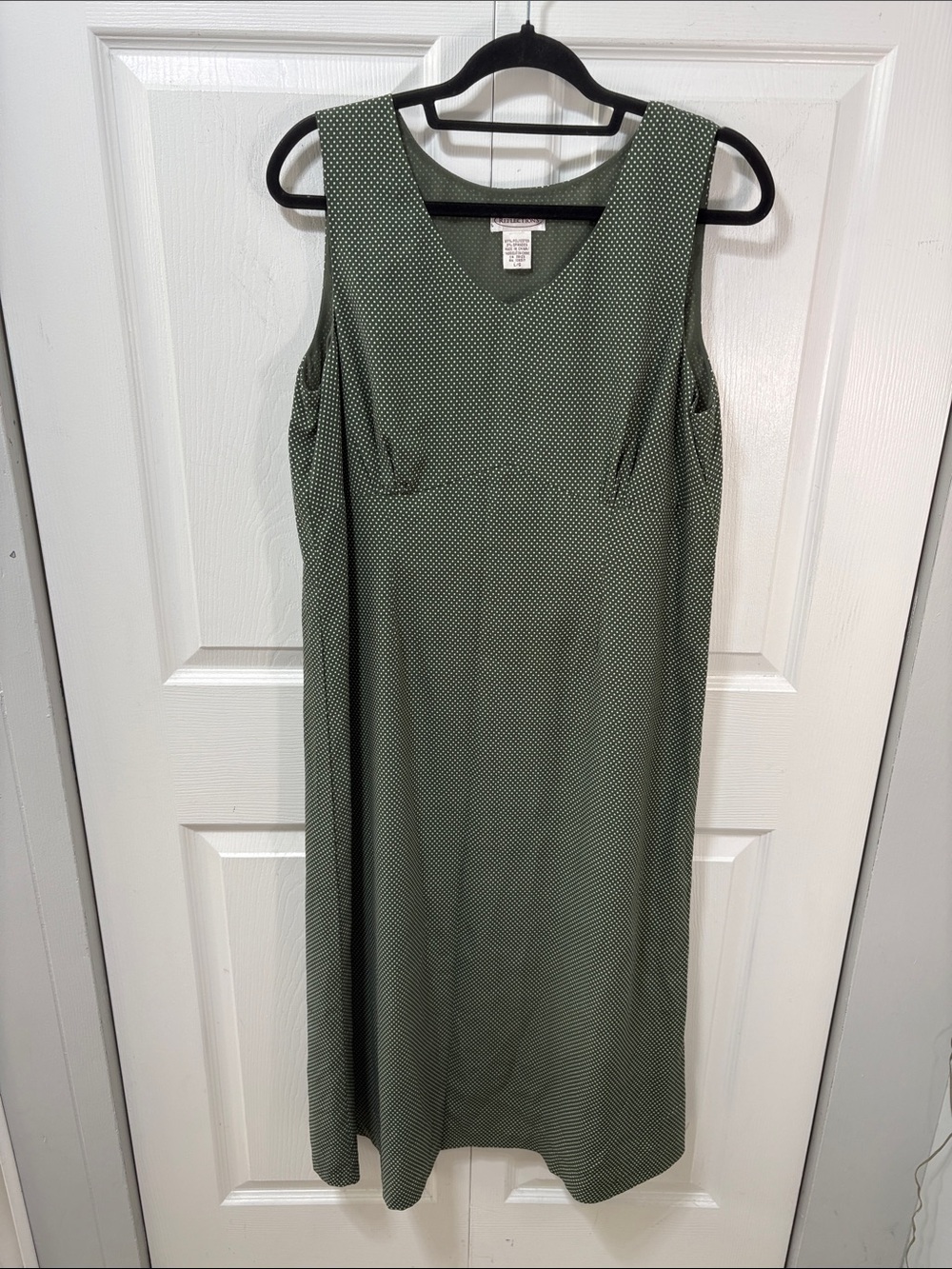 Northern Reflections Green White Polka Dot Sleeveless Midi Dress - Picture 2 of 7